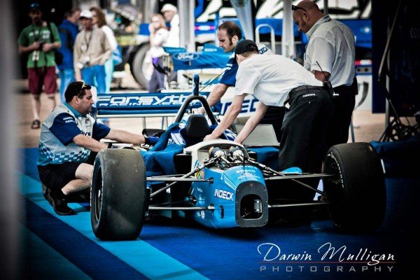 Preparing an Indy race car for the Edmonton Indy