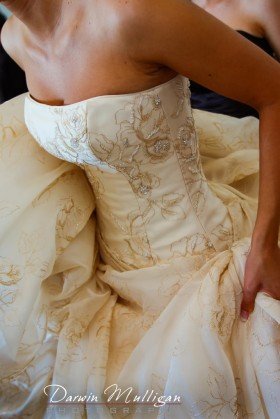 Detail photograph of wedding dress