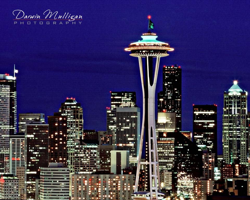 Seattle Space Needle at Night, Washington, USA