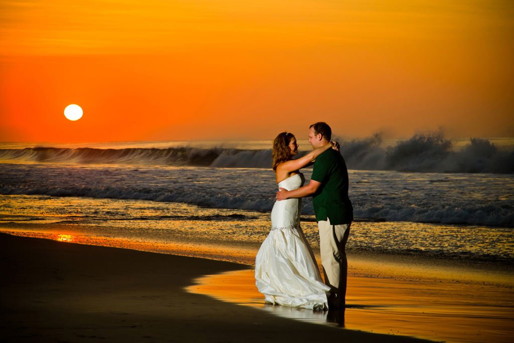 Romantic Kiss at sunrise, trash the dress, Cabo San Lucas, Mexico