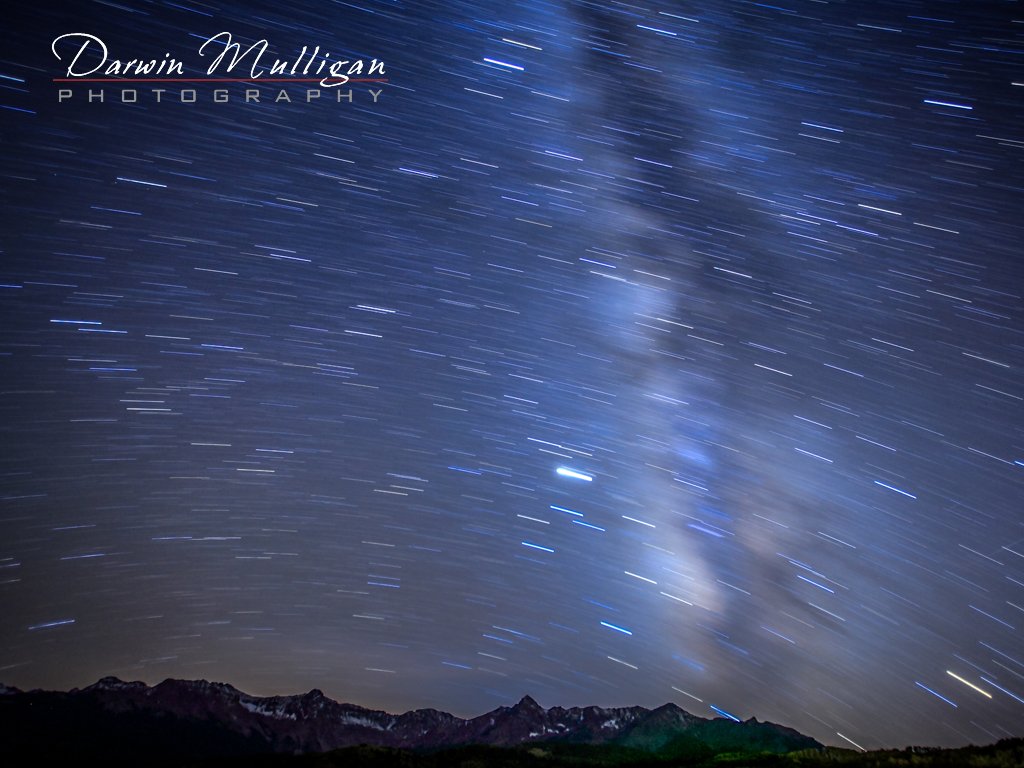 Colorado Star trails and Milky Way at Dallas Divide