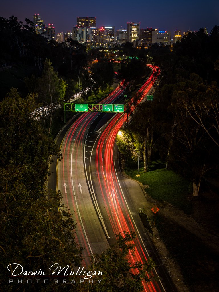 San-Diego-California-Cabrillo-Bridge-downtown-night-tail-lights