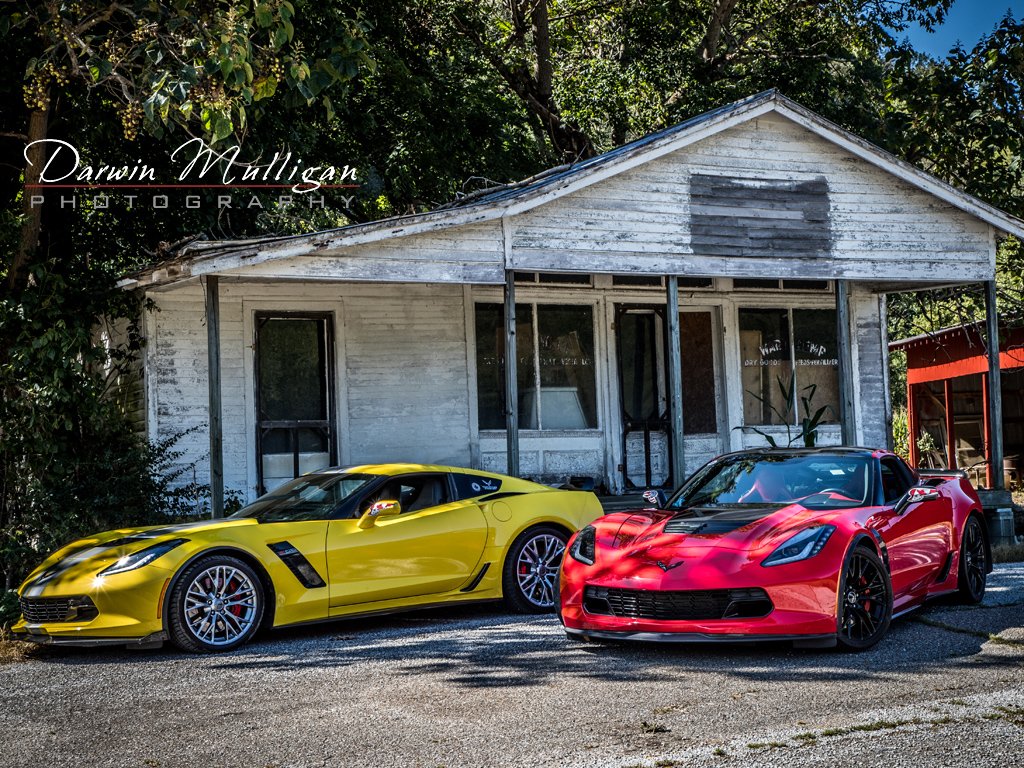 Two Z06 Corvettes Tennessee backroads