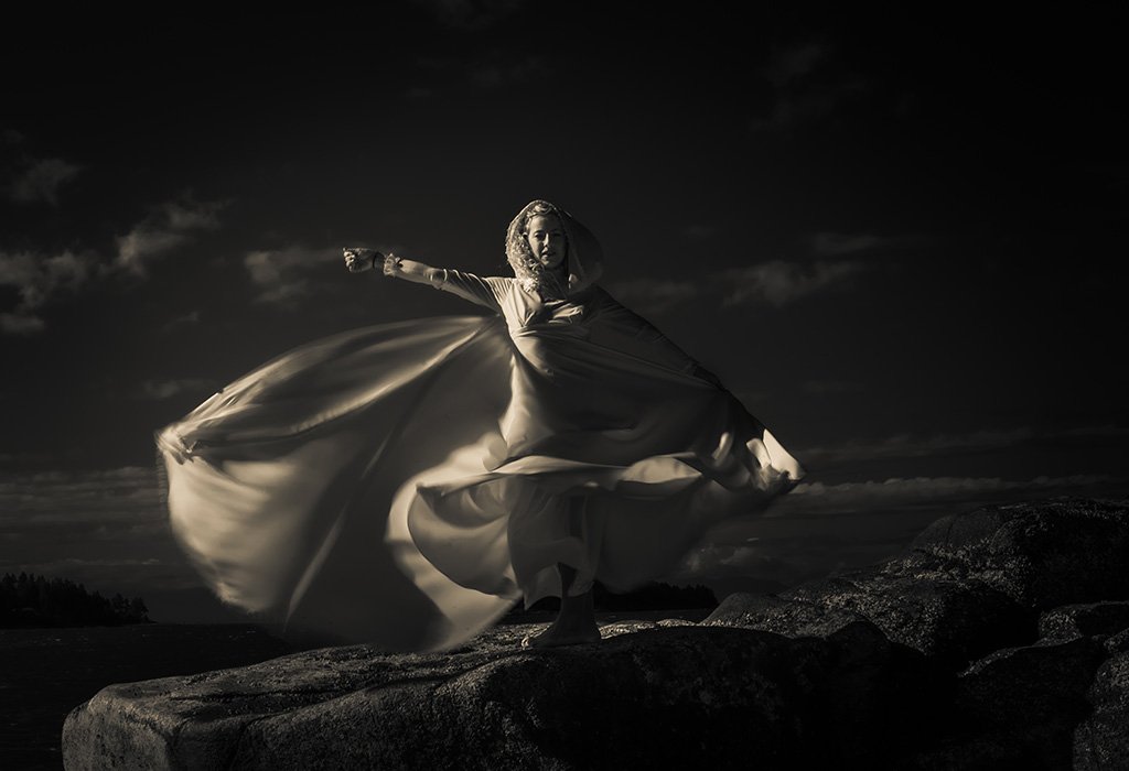 Model rocks bridal gown on Sunshine Coast BC