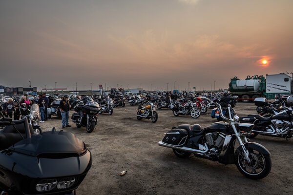 Group of Motorcycles at Blackjack Tire Burnout Contest, Leduc, Alberta
